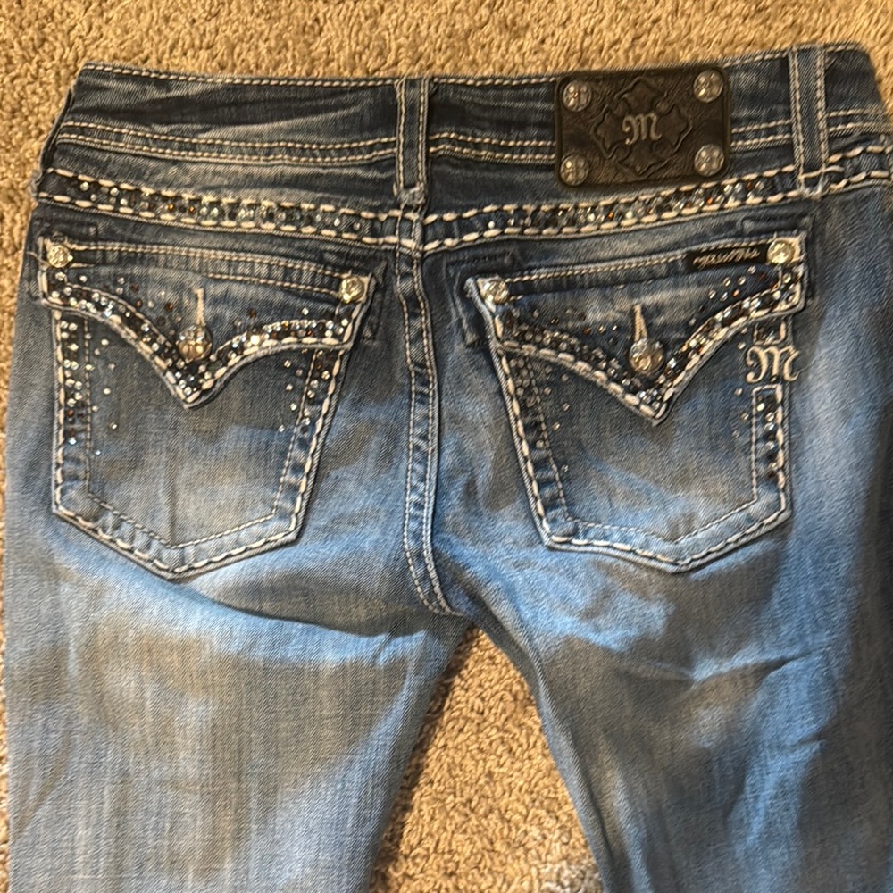 Blue Miss Me Jeans with Rhinestone Embellishments